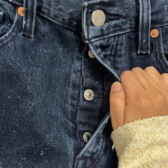 Levi’s Premium Navy Blue Wedgie Fit Speckled Basic Button Fly Casual Size 30 - Picture 4 of 10